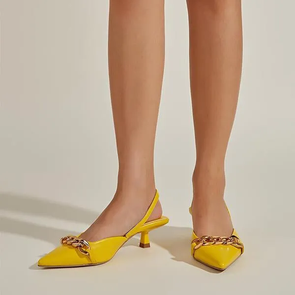 Women's Fashionable Chain Low Heel Pointed Toe Sandals 63251896S