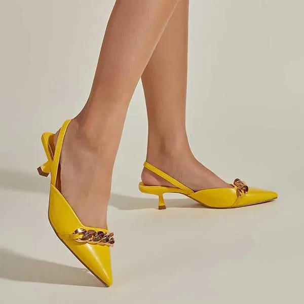 Women's Fashionable Chain Low Heel Pointed Toe Sandals 63251896S