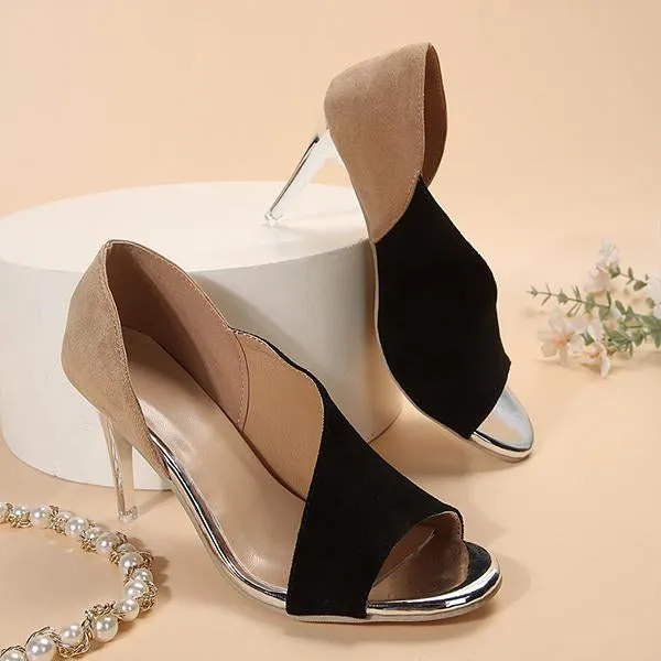 Women's Fashionable Patchwork Fish Mouth Stiletto Sandals 63229572S