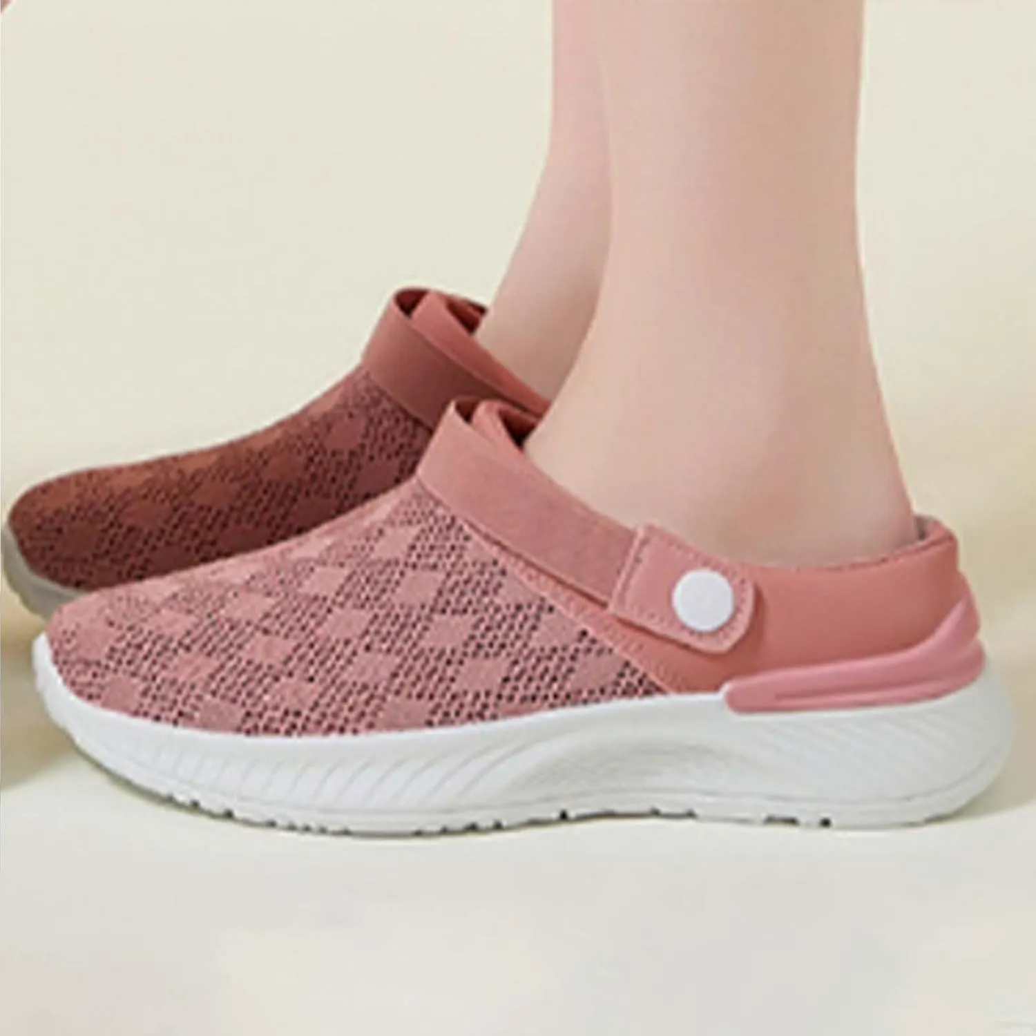 Women's Orthopedic Sandals Summer Breathable Mesh Hollow Out Walking Mules Casual Lightweight Closed Round Toe Slip On Outdoor Beach Shoes Fashion Quick Drying Water Shoes
