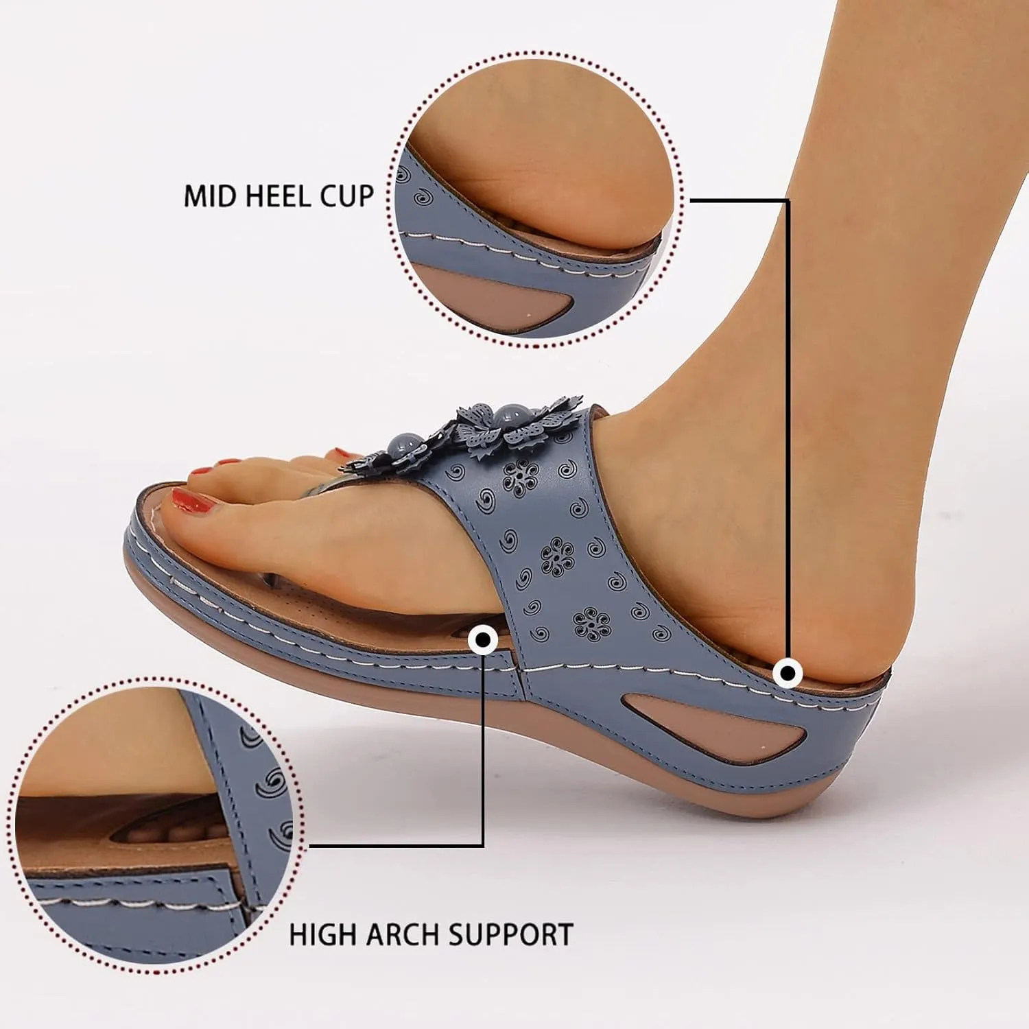Womens Recovery Sandals with Orthotic Arch Support Comfortable Walking Slides Thick Cushion Footwear for Plantar Fasciitis Summer Outdoor Use