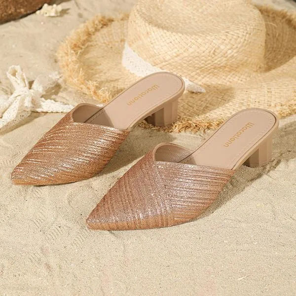 Women's Sequin Fashionable Pointed Toe Slippers 66736450S