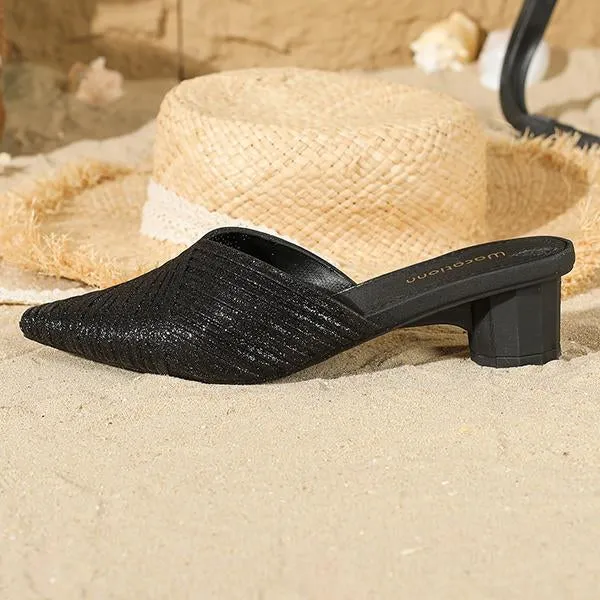 Women's Sequin Fashionable Pointed Toe Slippers 66736450S